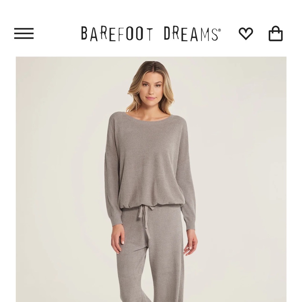 Barefoot Dreams slouchy pullover in gray (beach rock)! Size small NWT